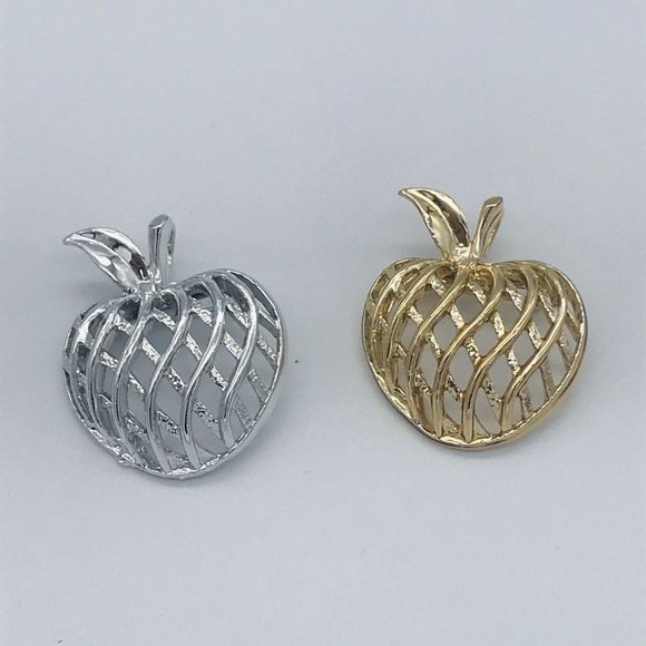 Gerry's Vintage Lattice Textured Apple Brooch Pens - Picture 7 of 9